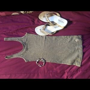 Abercrombie grey sparkly tank top